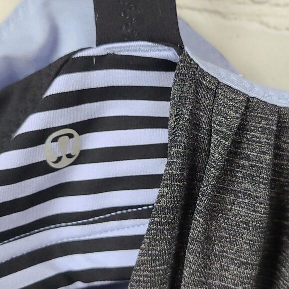 Lululemon Run Athletic Tank Top Gray/Black Stripe Coolmax Power Luxtreme Loose - Picture 7 of 9